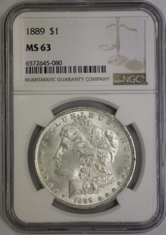 Auction - 1889 Morgan Silver Dollar NGC MS63 - Reverse Carbon Spot