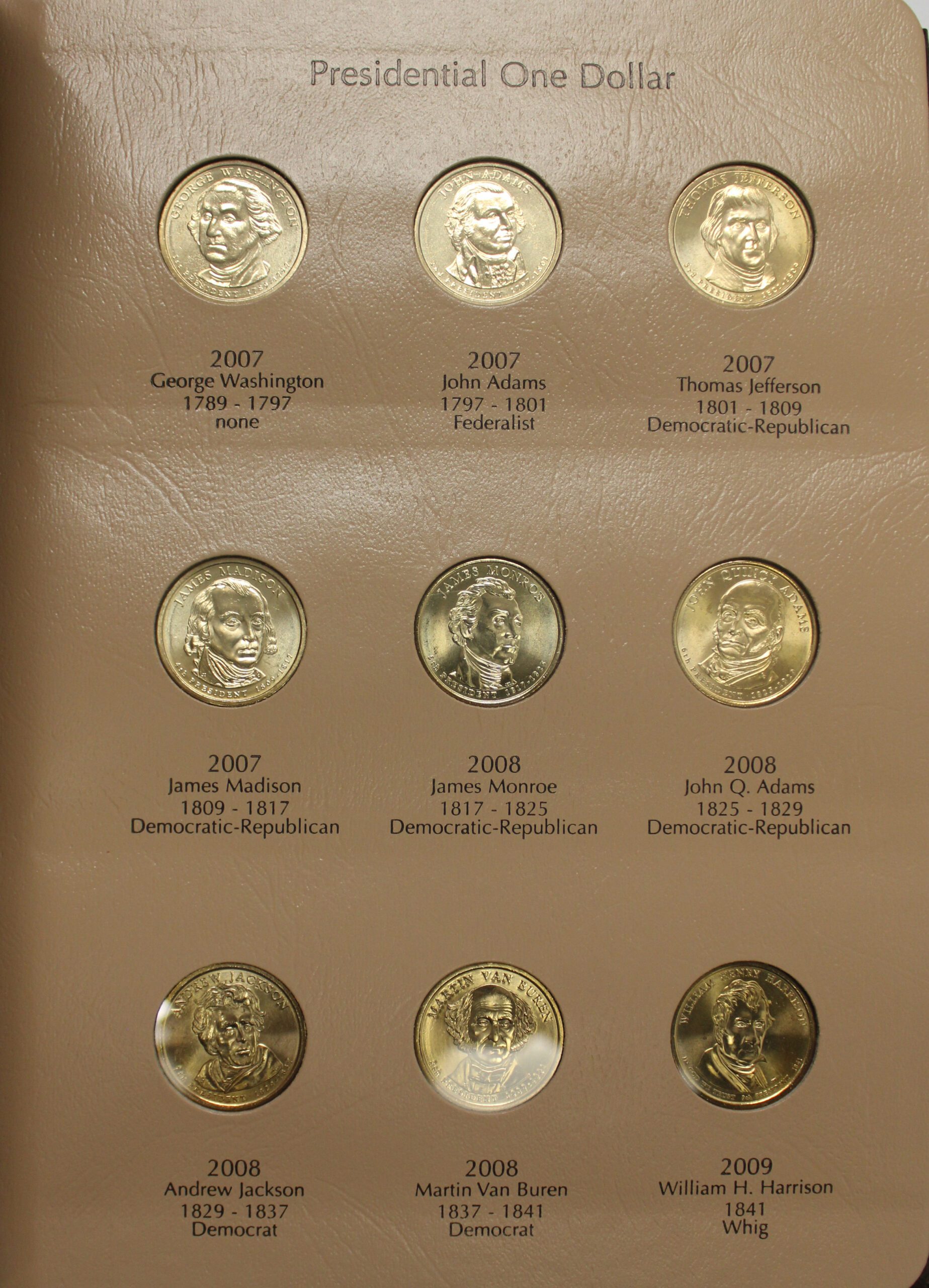 2007 to 2020 P Presidential Dollar Collection 40 Coins In Dansco Album W/ Portrait Inserts