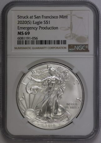 2020 (S) Silver Eagle Emergency Production NGC MS69 - Struck At San Francisco Mint