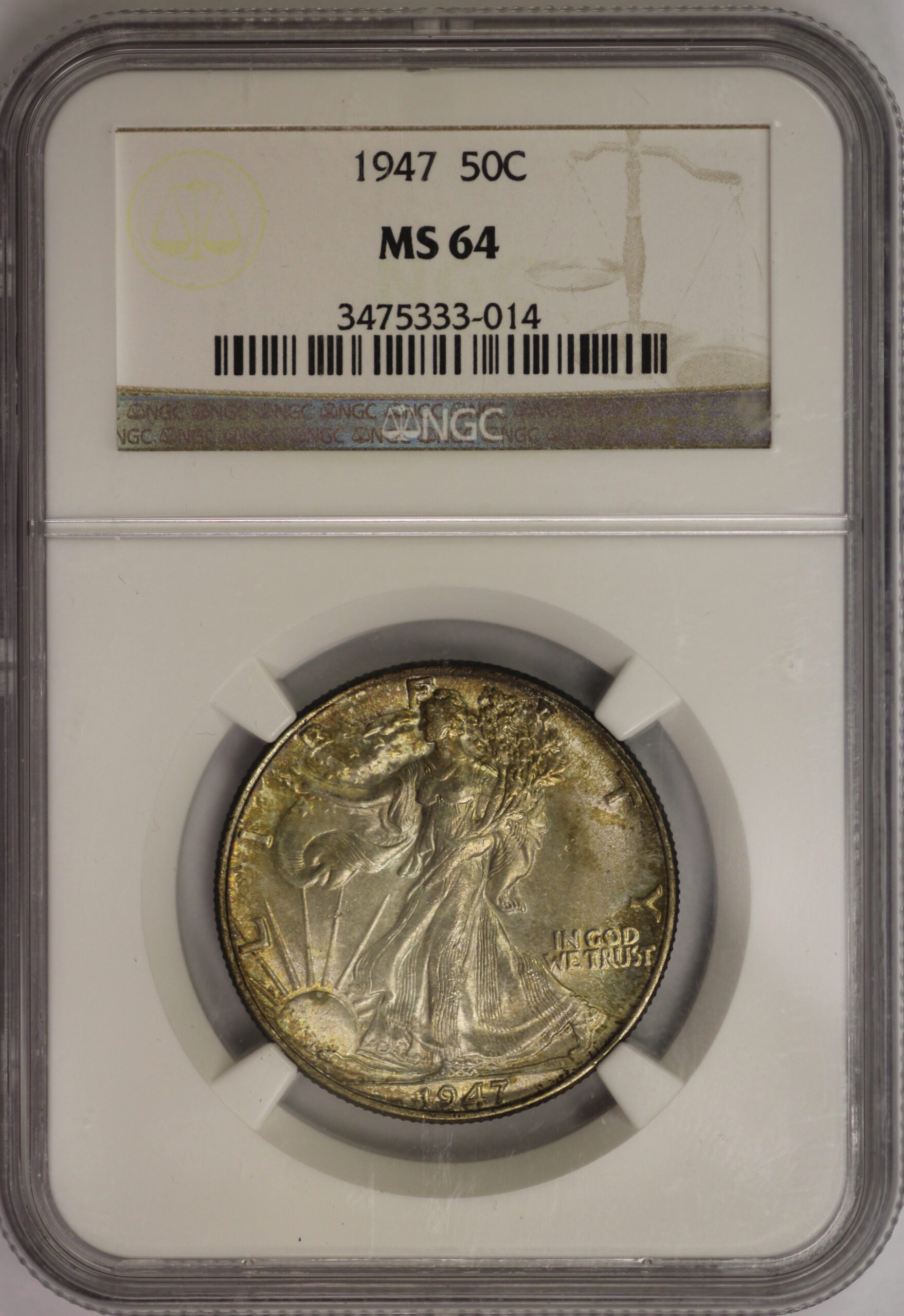 Auctions - 1947 Walking Half Dollar NGC MS64 Toned - Image 3