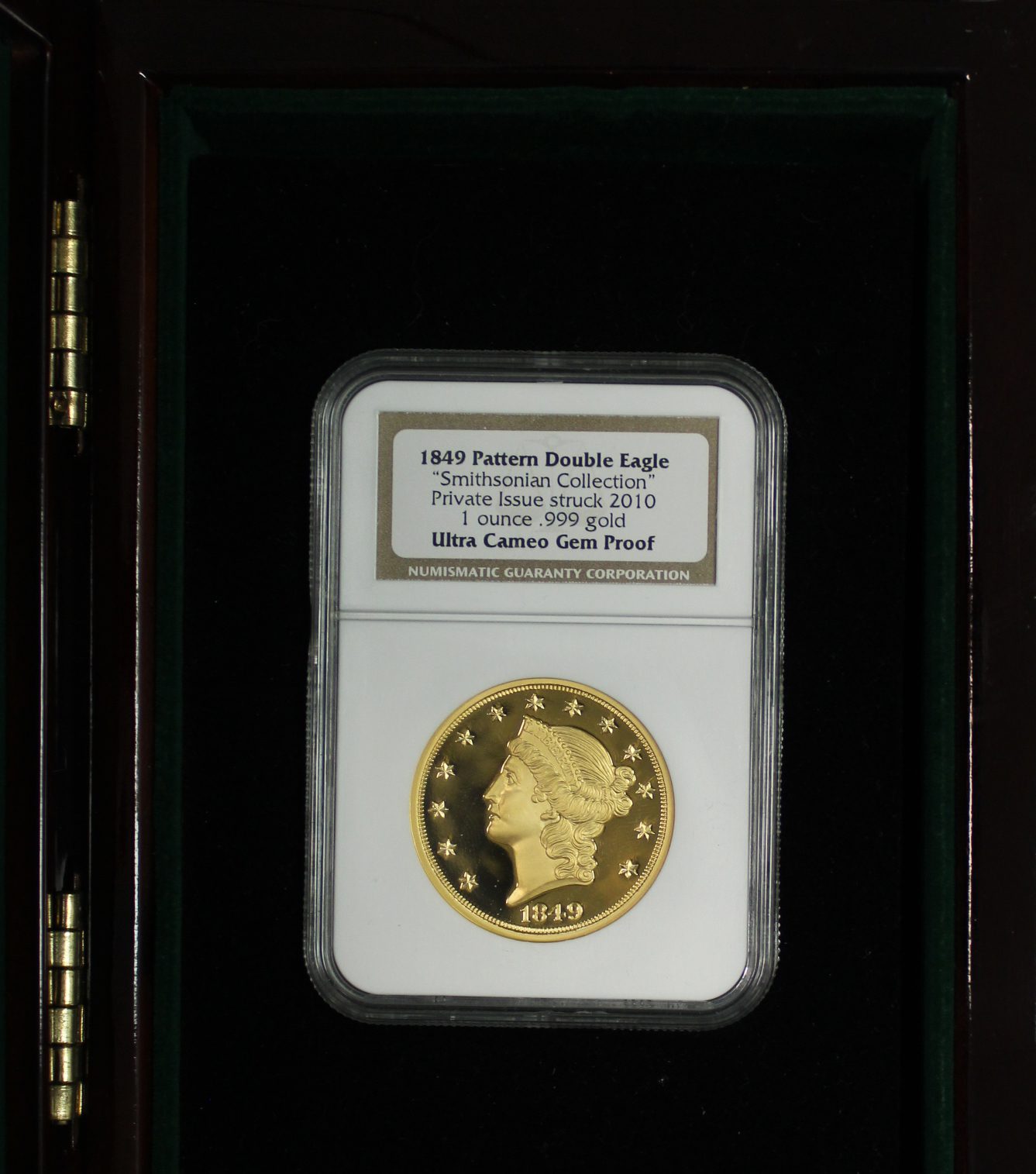 2010 Smithsonian Collection James B Longacre 1849 Pattern Gold Double Eagle NGC Ultra Cameo Gem Proof - One Ounce .999 Fine Gold - Image 4