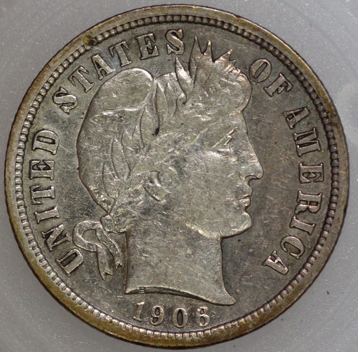 Auction – 1906 S Barber Dime Fine Cleaned