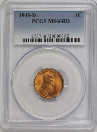 Auction - 1945 D Lincoln Wheat Cent MS66 RD MS66