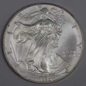 Auction - 1996 American Silver Eagle - Key Date - Toned/Spotted
