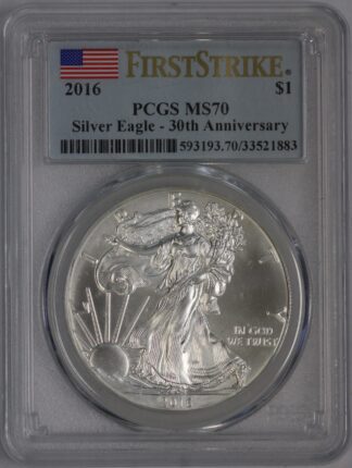 2016 Silver Eagle 30th Anniversary MS70 PCGS