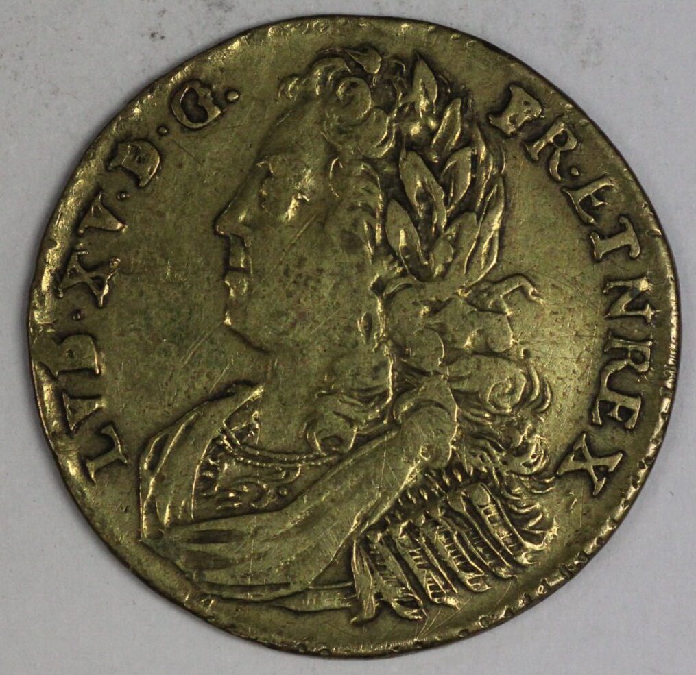 France Brass Jeton Circa 1726-1741 King Louis XV "Dragon Slayer"
