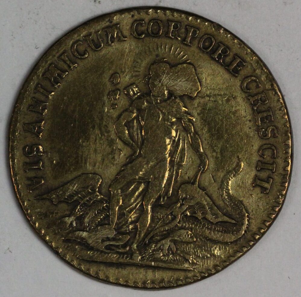 France Brass Jeton Circa 1726-1741 King Louis XV "Dragon Slayer" - Image 2