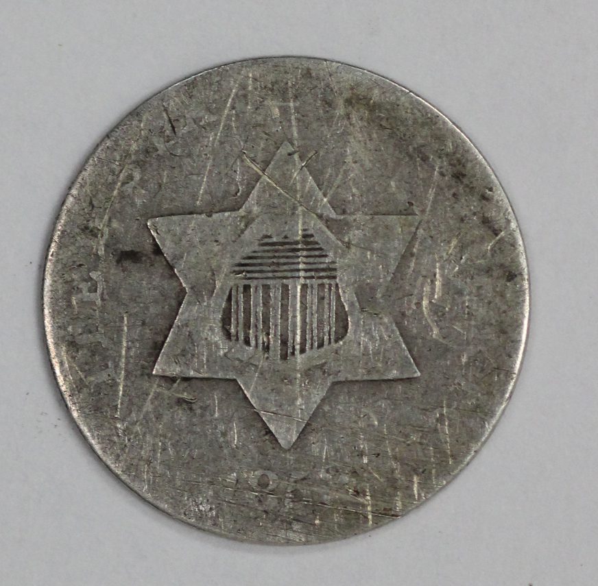 Auction - 1853 Three Cent Silver Scratched