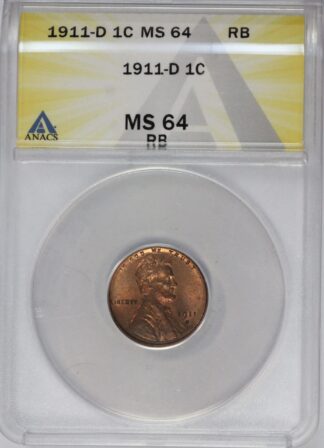 Auction: 1911 D Lincoln Wheat Cent MS64 RD ANACS