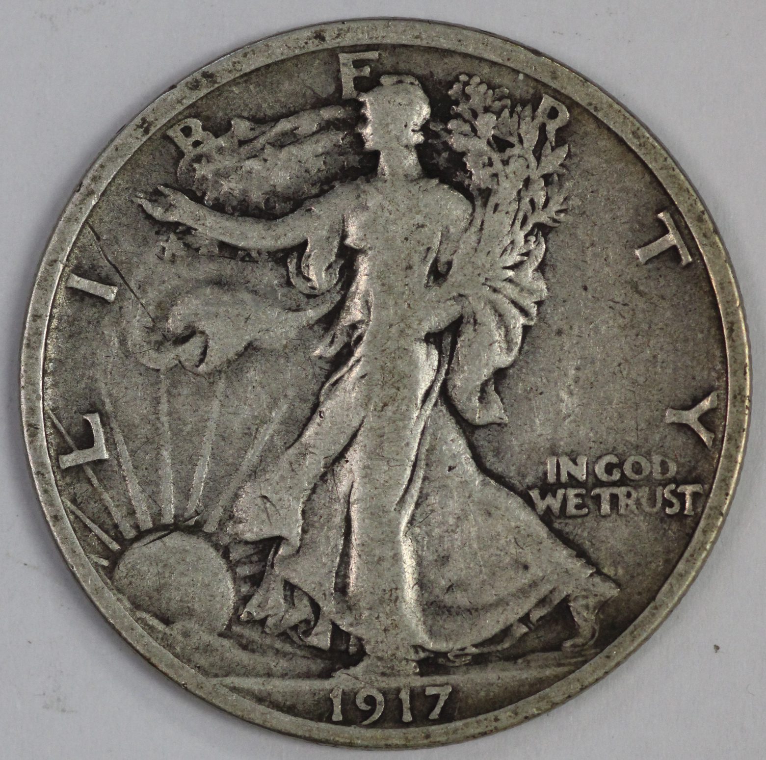 Auction - 1917 S Walking Liberty Half Dollar - Scratch