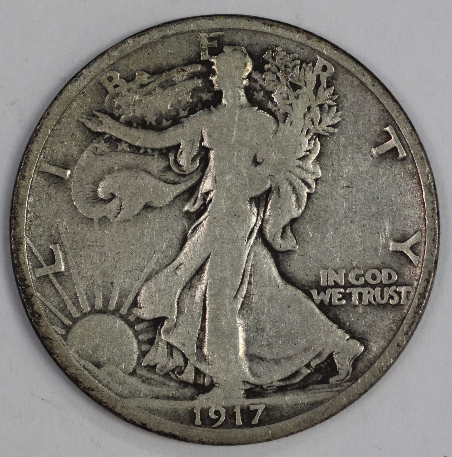 Auction - 1917 Walking Liberty Half - Cleaned