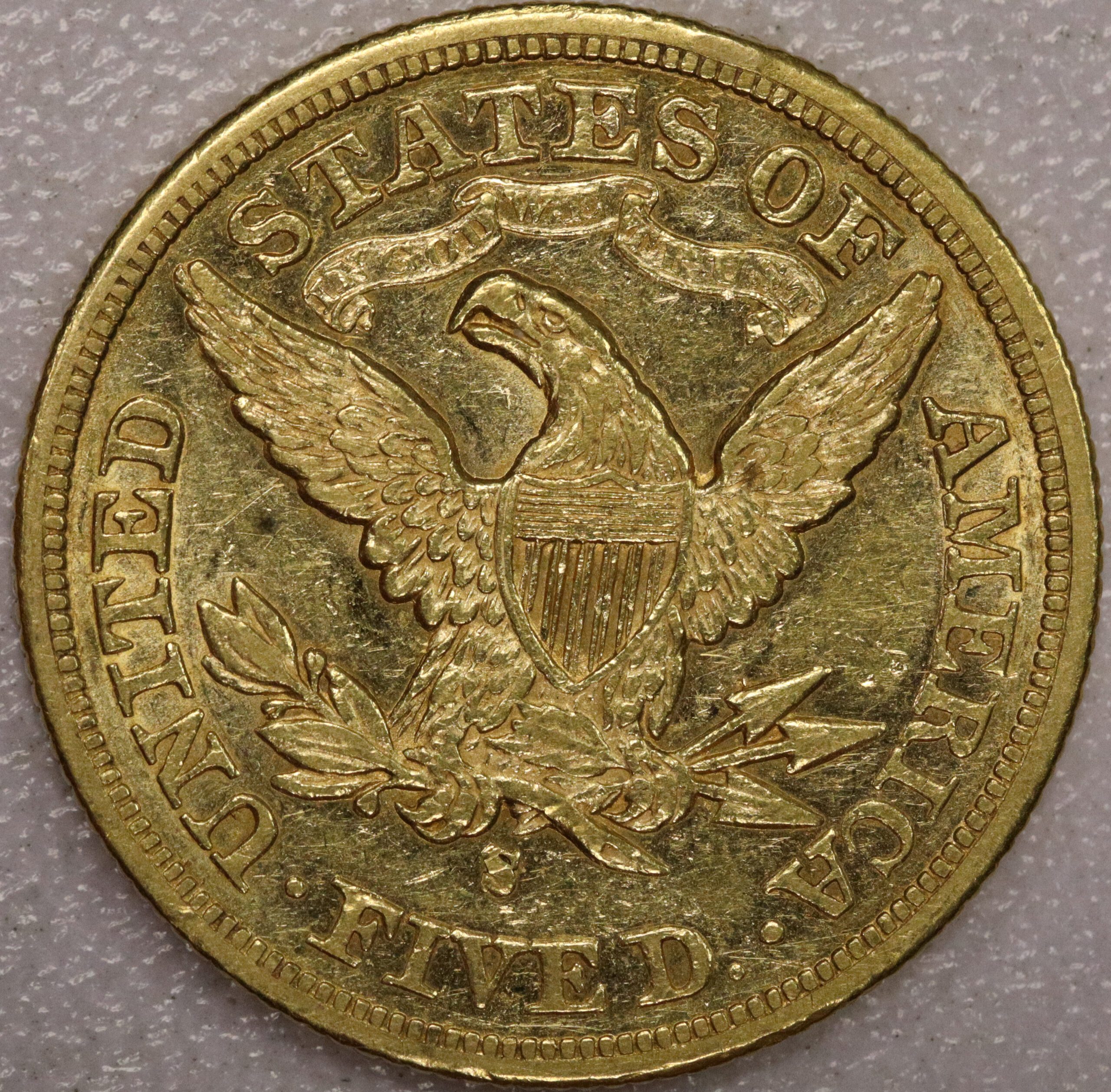 1880 S $5 Gold Liberty Half Eagle AU Cleaned #1 - Image 3