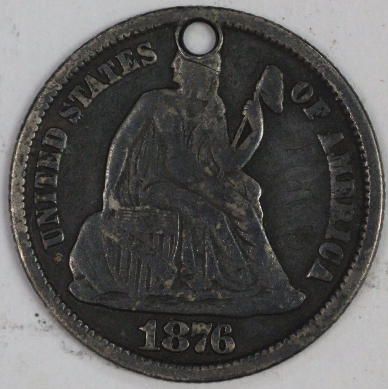 AUCTION- 1876 Seated Liberty Dime LOVE TOKEN - Image 2