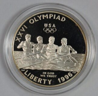 AUCTION- 1996 Olympic Rowing Proof Commemorative Silver Dollar with OGP