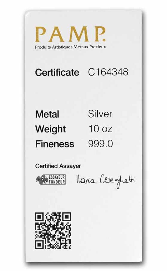 Pamp Suisse 10 Ounce Silver Bar - Serialized With Assay Card - Image 3