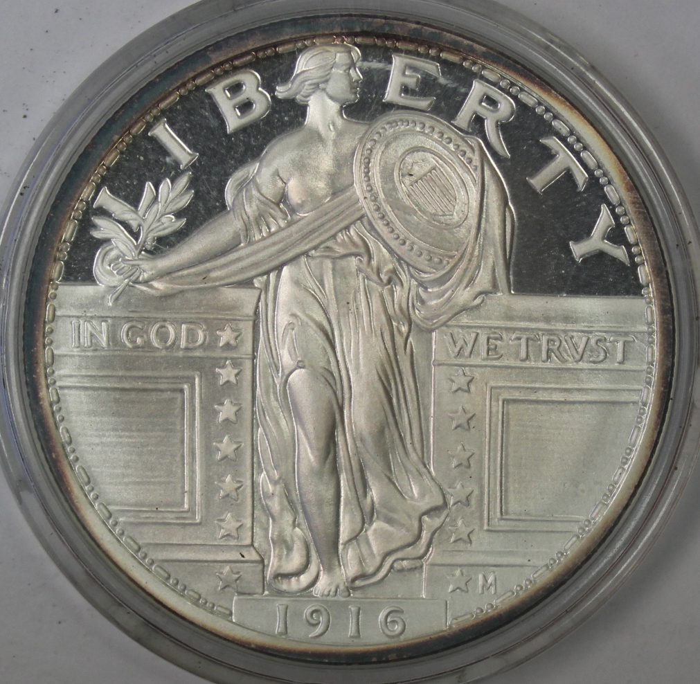 Auction – 1916 Standing Quarter Silver Copy 2 Troy Ounces .999