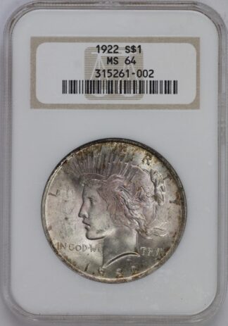 Auction - 1922 Peace Dollar MS64 Toned NGC