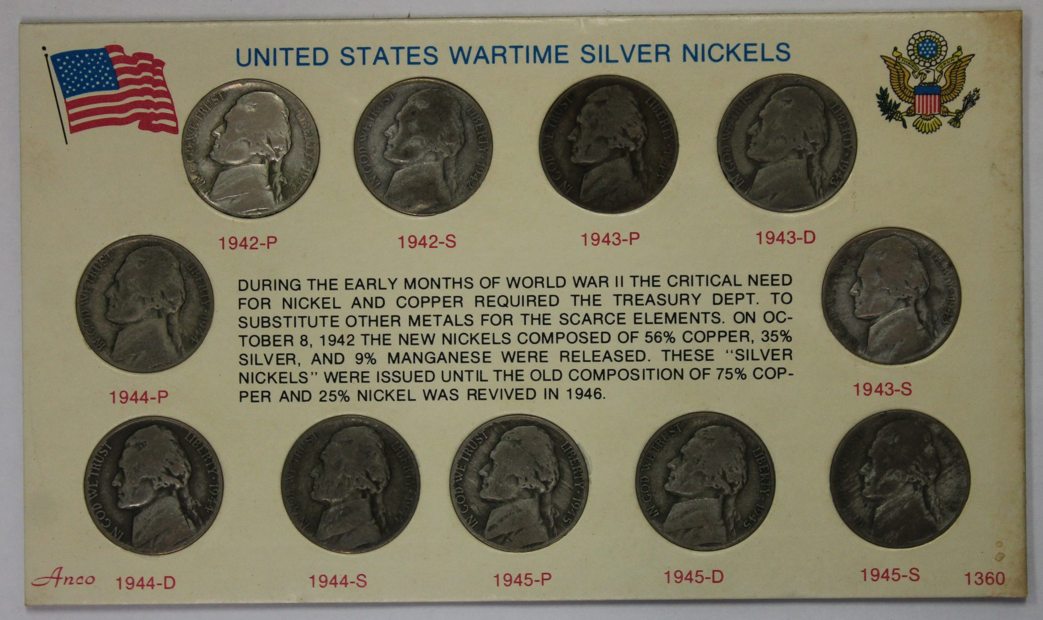 1942 - 1945 Silver War Nickel Complete Set