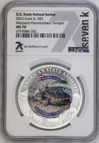 Auction - 2022 Cook Is. $5 U.S. State Animal Series Maryland Terrapin MS70 NGC