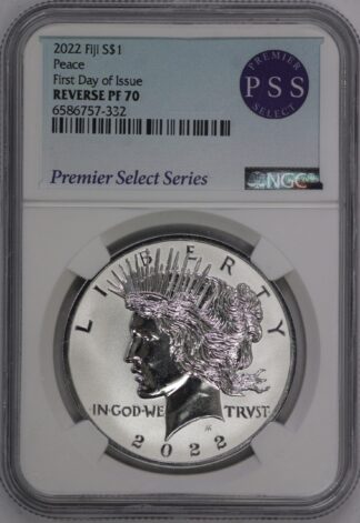 Auction - 2022 Peace Fiji $1 First Day Of Issue Reverse PF70 NGC