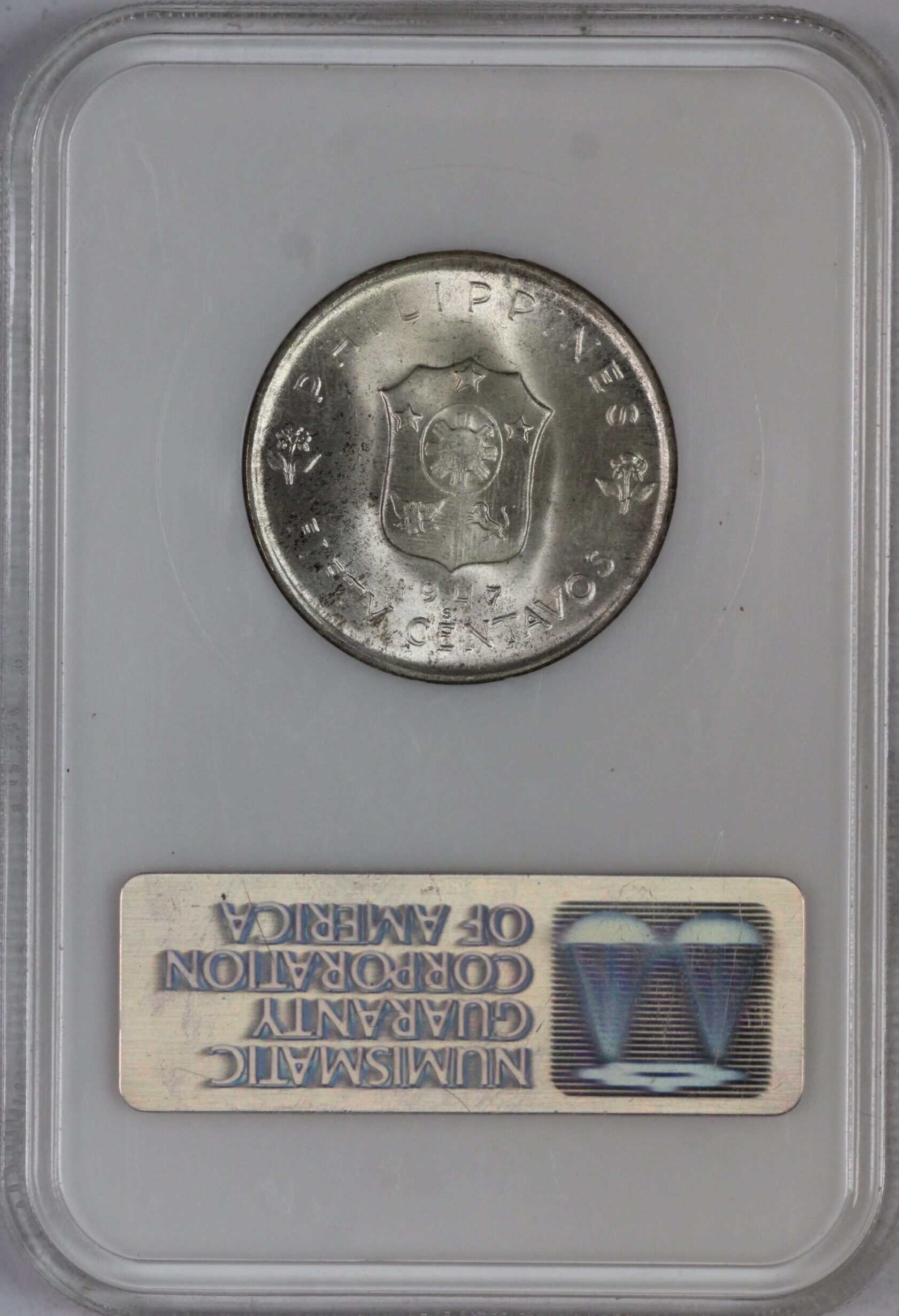 AUCTION- 1947-S Philippines 50 Centavos Gen. Douglas MacArthur Commemorative NGC MS 65 - Image 2