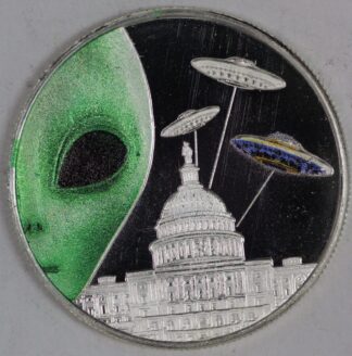 AUCTION- Alien & The Solar System Silver Round One Troy Ounce .999 Fine Silver