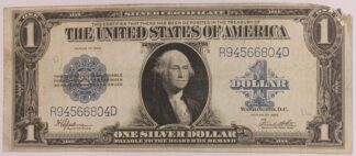 AUCTION- Series 1923 One Dollar Silver Certificate Horse Blanket Frayed Corner