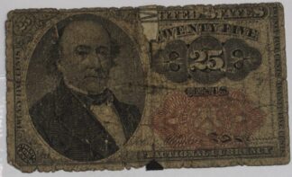 AUCTION- 1874 Fractional Currency 25 Cents Very Worn and Taped