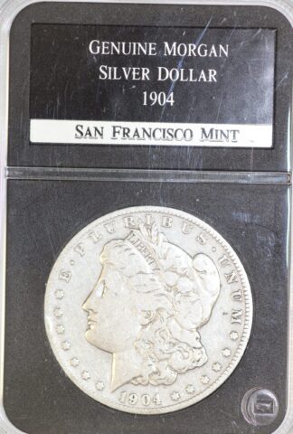 AUCTION- 1904-S Morgan Silver Dollar in Generic Slab VG10 Cleaned