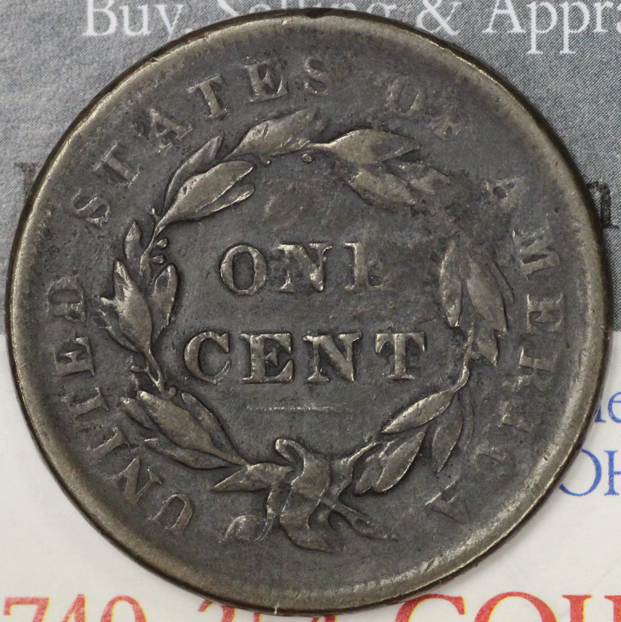 Auction - 1839 Matron "Silly" Head Large Cent Old Cleaning Damaged - Image 3