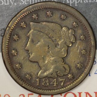 Auction - 1847 Braided Large Cent Old Cleaning Damaged