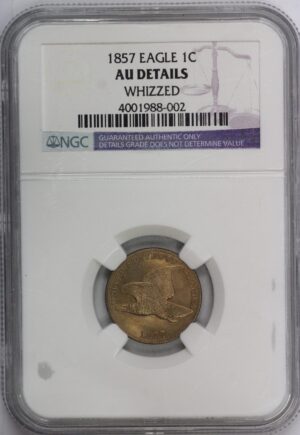 Auction - 1857 Flying Eagle Cent AU Whizzed Cleaned NGC