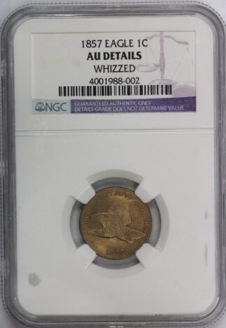 Auction - 1857 Flying Eagle Cent AU Whizzed Cleaned NGC