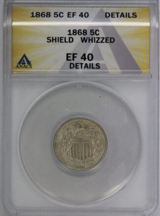 Auction - 1868 Shield Nickel EF40 Cleaned ANACS