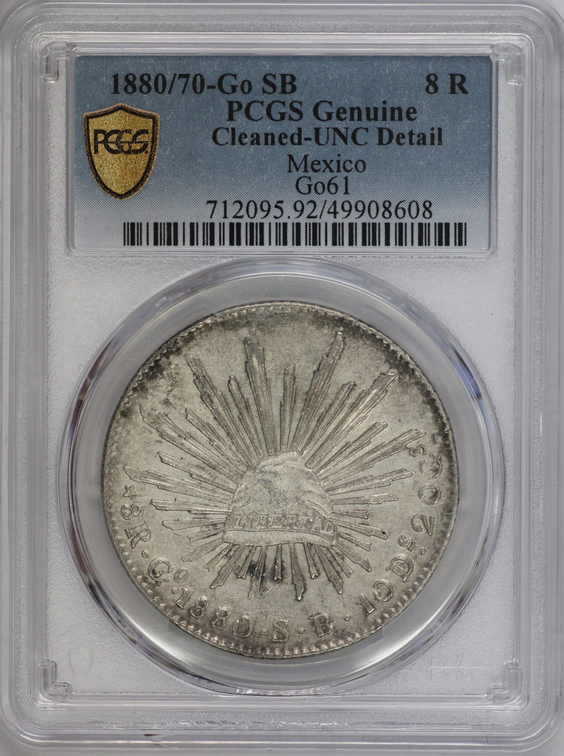 1880/70 Go SB Mexico Go 61 8 Reales UNC Cleaned PCGS – Portsmouth