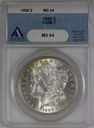 Auction - 1888 Morgan Dollar VAM-1 ANACS MS64 - Light Toning