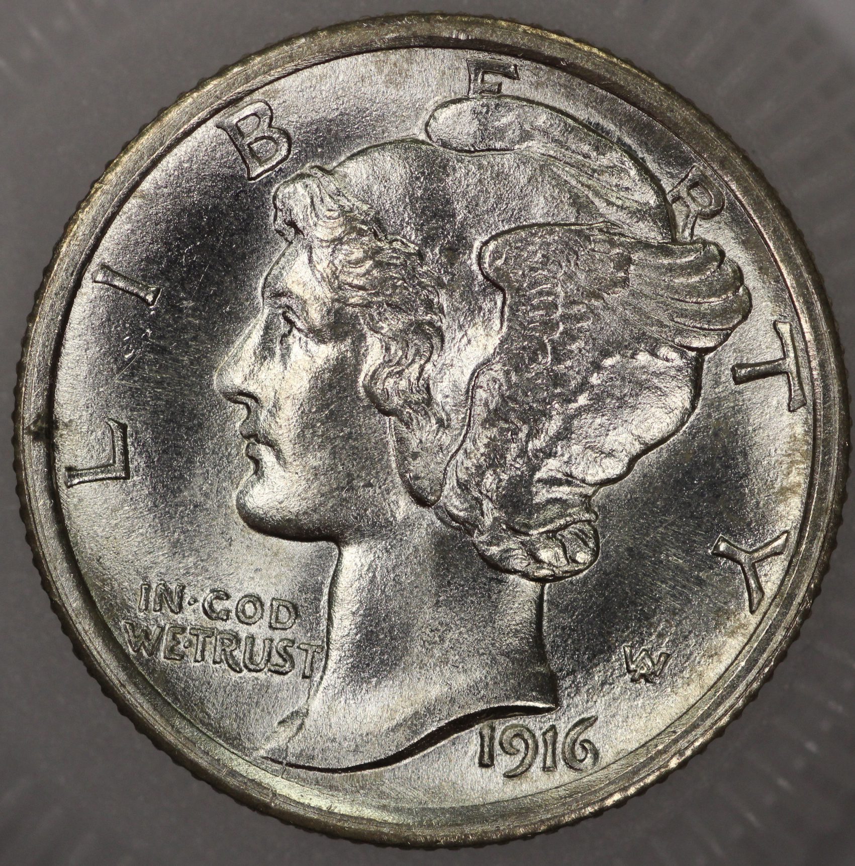 Auction - 1916 Mercury Dime UNC Light Cleaning