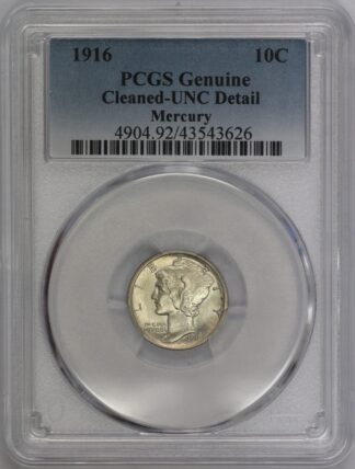 Auction - 1916 Mercury Dime Cleaned UNC PCGS