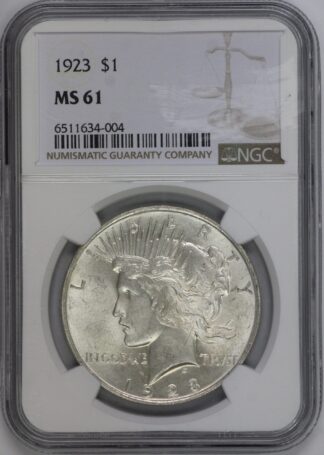 Auction - 1923 Peace Dollar MS61 NGC
