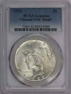 Auction - 1923 Peace Dollar Cleaned UNC PCGS