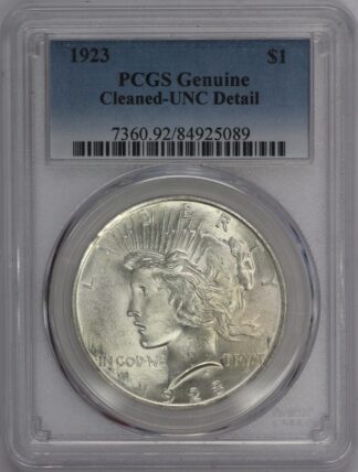 Auction - 1923 Peace Dollar Cleaned UNC PCGS