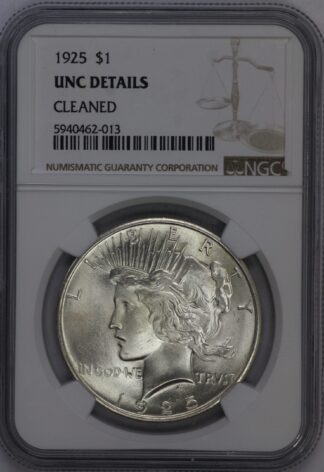 Auction - 1925 Peace Dollar Cleaned UNC NGC
