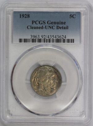 Auction - 1928 Buffalo Nickel Cleaned UNC PCGS
