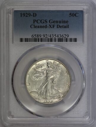 Auction - 1929 D Walking Half Dollar Cleaned XF PCGS