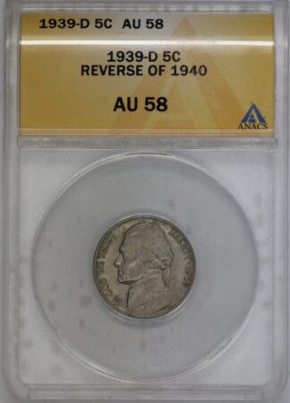 Auction - 1939 D Reverse Of 40' Jefferson Nickel AU58 ANACS