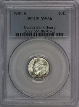 Auction - 1951 S Roosevelt Dime Omaha Bank Hoard MS66 PCGS