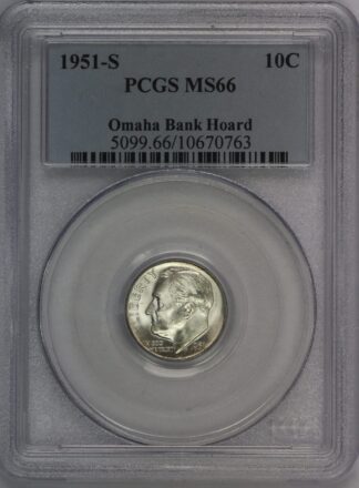 Auction - 1951 S Roosevelt Dime Omaha Bank Hoard MS66 PCGS