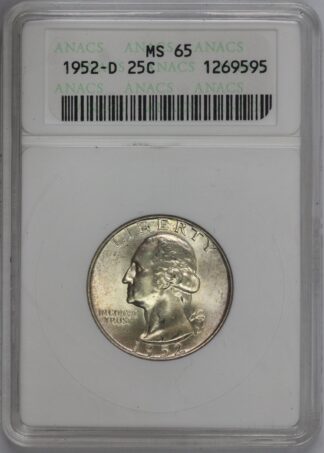Auction - 1952 D Washington Quarter MS65 ANACS