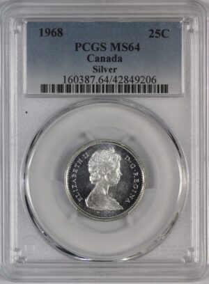 Auction - 1968 Canada Quarter PCGS MS64 - 50% Silver