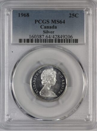 Auction - 1968 Canada Quarter PCGS MS64 - 50% Silver